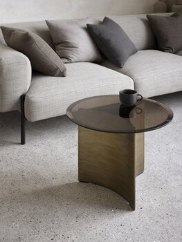 Wendelbo Arc coffee table, small, brown glass - bronze patinated steel