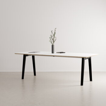 TIPTOE New Modern Tisch, 220 x 95 cm, weißes Laminat - Graphitschwarz