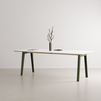 TIPTOE Table New Modern 220 x 95 cm, stratifié blanc - vert romarin