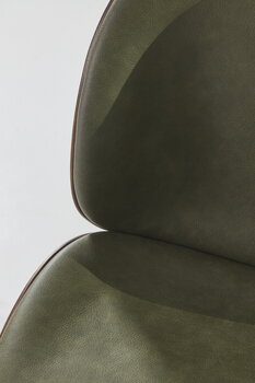 GUBI Beetle chair, antique brass - walnut - army leather Soft