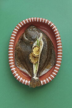 HAY Barro ovalt fat, L, naturlig terrakotta med ränder
