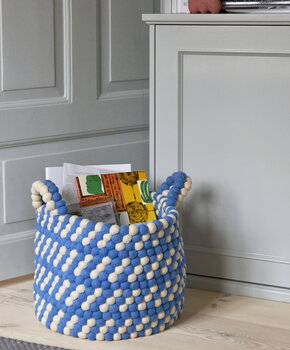 HAY Bead basket with handles, 40 cm, blue dash