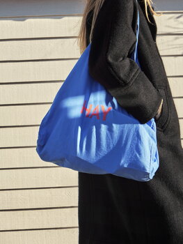HAY Blue tote bag, L, red logo