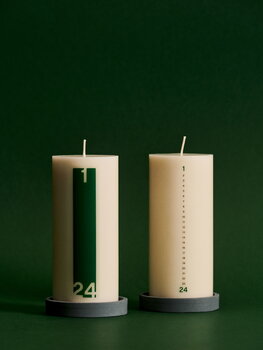 HAY Calendar candle and holder, bold, off-white - green