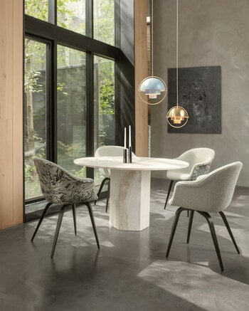 GUBI Epic dining table, round, 130 cm, white travertine