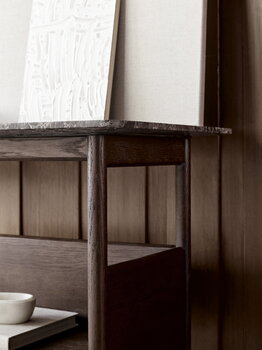 Wendelbo Collect console side table, low, dark brown - Emperador marble