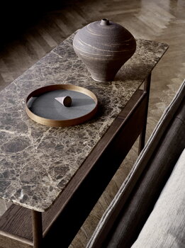 Wendelbo Collect console side table, low, dark brown - Emperador marble