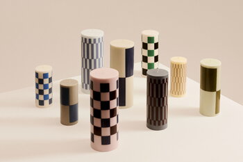 HAY Column candle, M, off-white - green - black check