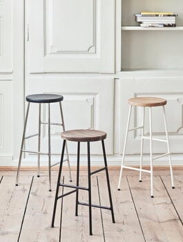 HAY Cornet bar stool, high, cream white - oiled oak