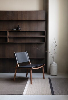 Nikari December lounge chair, lacquered smoked oak - black leather