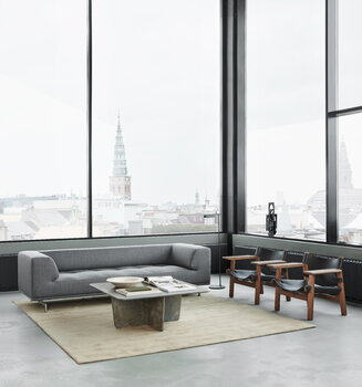 Fredericia Delphi 3-Sitzer-Sofa, gebürstetes Aluminium - Grau Bardal 220