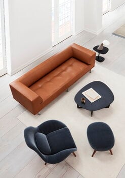 Fredericia Delphi 3-sits soffa, borstad aluminium - cognac läder Max 95