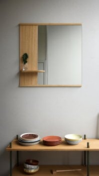 Moebe Mirror with a shelf, 70 cm, oak, decoration image