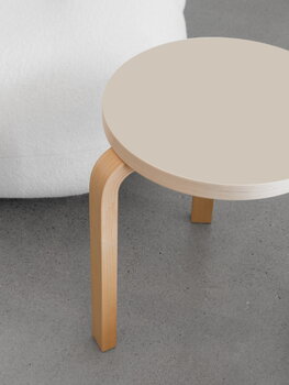 Artek Aalto Stool 60, pilzbraunes Linoleum - Birke