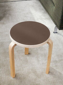 Artek Aalto stool 60, mauve linoleum - birch