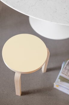 Artek Aalto stool 60, pearl beige linoleum - birch