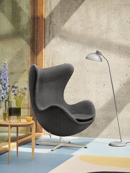 Fritz Hansen Egg lounge chair, satin polished aluminium - Re-wool 0198