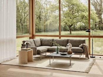 Fritz Hansen PL114 Lissoni corner sofa, left, matt polished steel - Moss 015