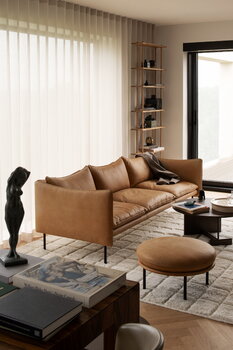 Fogia Tiki 3-Sitzer-Sofa, schwarzer Stahl - cognacbraunes Leder, dekorationsbild