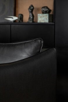 Fogia Tiki 3-Sitzer-Sofa, schwarzer Stahl - schwarzes Elmosoft-Leder, dekorationsbild