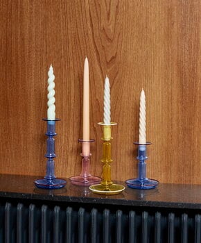HAY Flare candleholder, medium, pink with blue rim