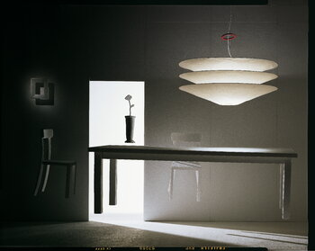 Ingo Maurer Lampada a sospensione Floatation, bianco - rosso, immagine decorativa
