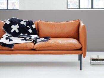 Fogia Tiki 2-seater sofa, black steel - cognac leather