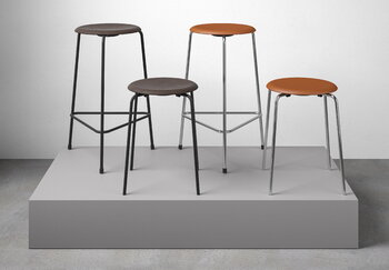 Fritz Hansen High Dot bar stool, 76 cm, black - black leather