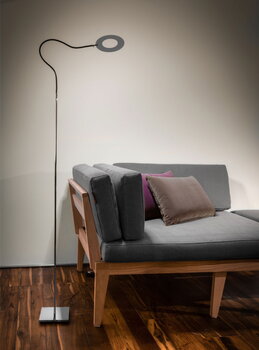 Catellani & Smith Giulietta floor lamp, silver - black ring, decoration image