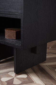 GUBI Private side table, black / brown stained oak