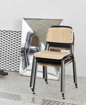 HAY Halftime chair, chrome - black stained oak, PU lacquer