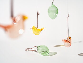 Iittala Mini glass bird, 3 pcs, yellow