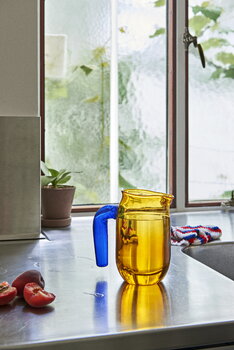 HAY Jug with blue handle, S, amber