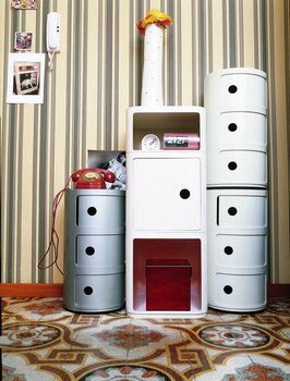 Kartell Componibili storage unit, 3 modules, silver