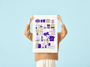 Kauniste Calendar 2023 kitchen towel, blue