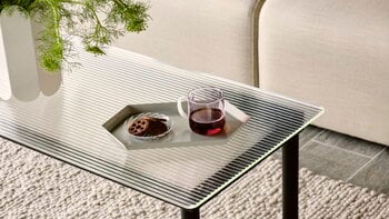HAY Tavolino Kofi 140 x 50 cm, rovere laccato nero - vetro zigrinato