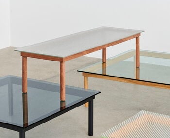 HAY Table Kofi 140 x 50 cm, chêne laqué - verre strié