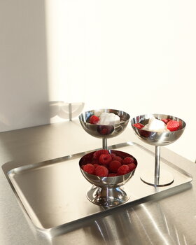 Nichba Ice Cup Low dessert bowl, polished stainless steel, decoration image