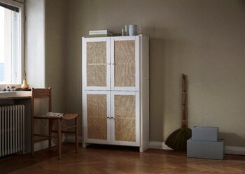 Lundia Classic cabinet w/ rattan doors, 84 x 149 cm, white lacquered