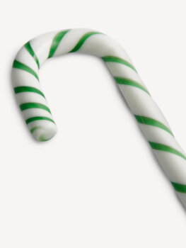 Kosta Boda Polka candy cane glass ornament, 170 mm, white - green, decoration image