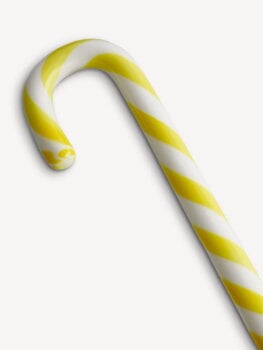 Kosta Boda Polka candy cane glass ornament, 170 mm, white - yellow, decoration image