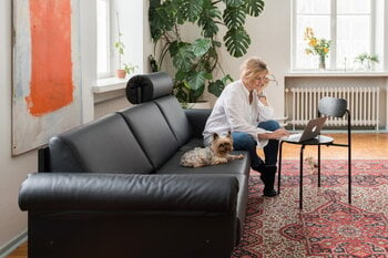 Yrjö Kukkapuro Ateljee 3-seater sofa, black - cognac leather
