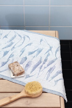 Lapuan Kankurit Asciugamano Aallokko, lino - blu, immagine decorativa