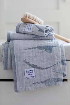 Lapuan Kankurit Asciugamano Aallokko, lino - blu, immagine decorativa