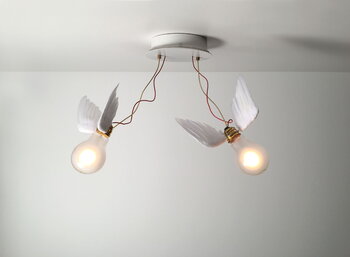 Ingo Maurer Lampada da soffitto/da parete Lucellino Doppio, bianco, immagine decorativa