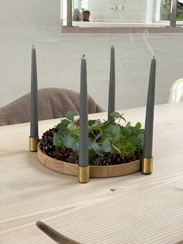 applicata Luna Maxi candleholder, oak - brass, decoration image