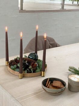 applicata Luna Maxi candleholder, oak - brass, decoration image