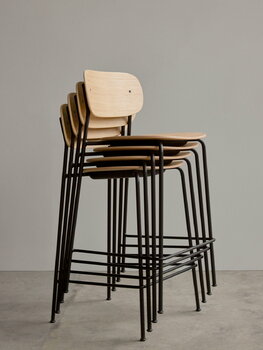 Audo Copenhagen Chaise de bar Co, 75,5 cm, acier noir - chêne