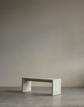 Audo Copenhagen Plinth Bridge table, white Carrara marble