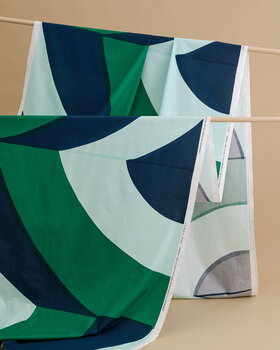 Marimekko Savanni heavyweight cotton fabric, green - dark blue - mint